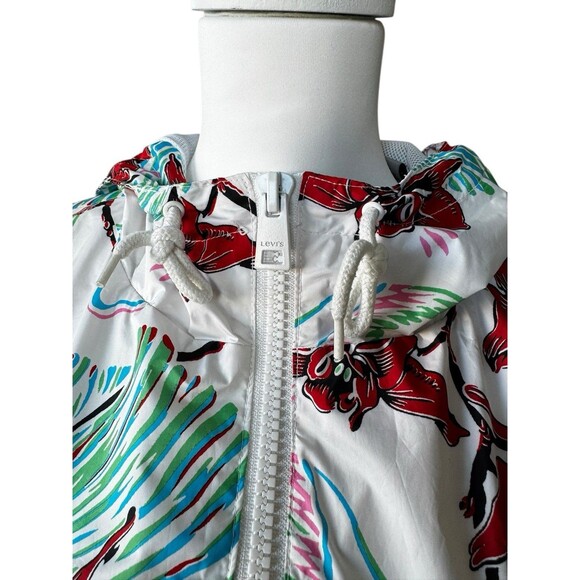 Levi’s Women Floral Windbreaker Rain Pullover L VSCO Preppy Gorpcore 90’s Retro - Picture 6 of 13